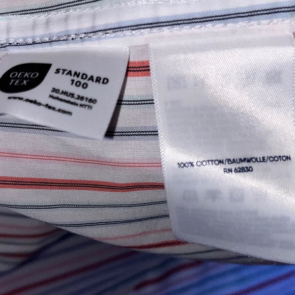 Lands’ End Tall Women Multi Striped No Iron Button Down Long Sleeve Shirt Sz-14T - Picture 5 of 6